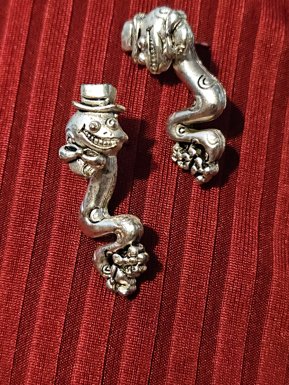Whimsical Silver-Tone Drop Earrings with Top Hat Motif